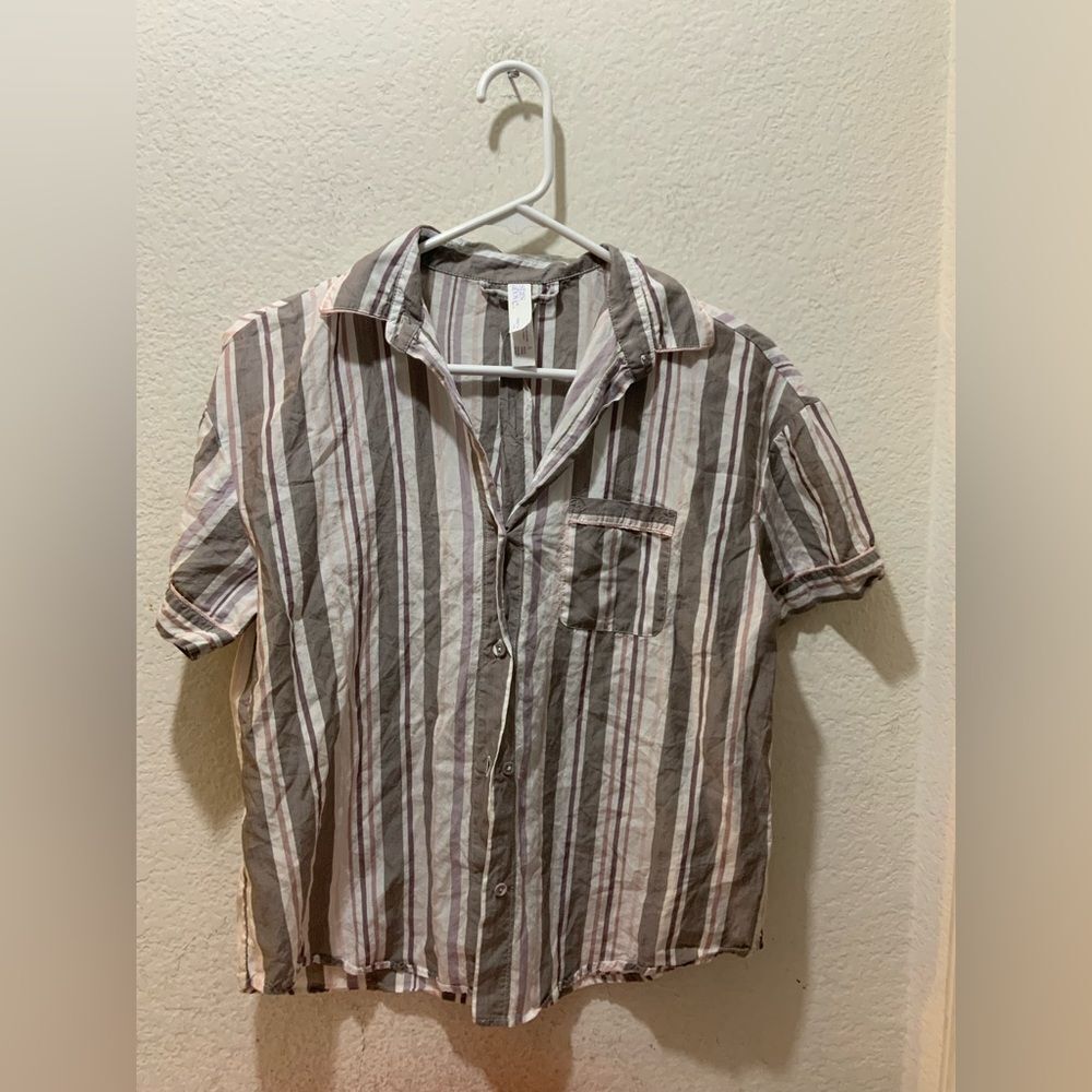 Stars Above Short Sleeve Button Down Blouse